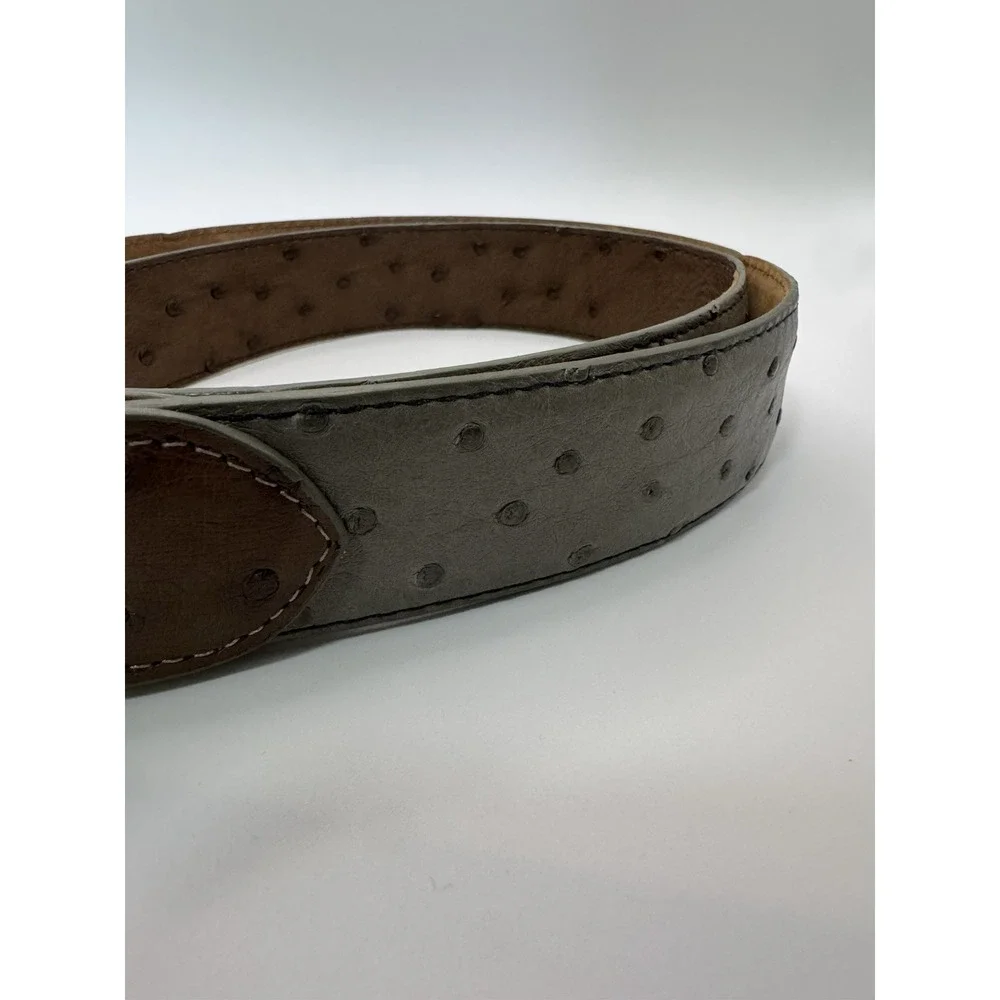 W Kleinberg O Ring Loop Belt Gray‎ Ostrich Leather Belt Sz 34 Designer Custom
